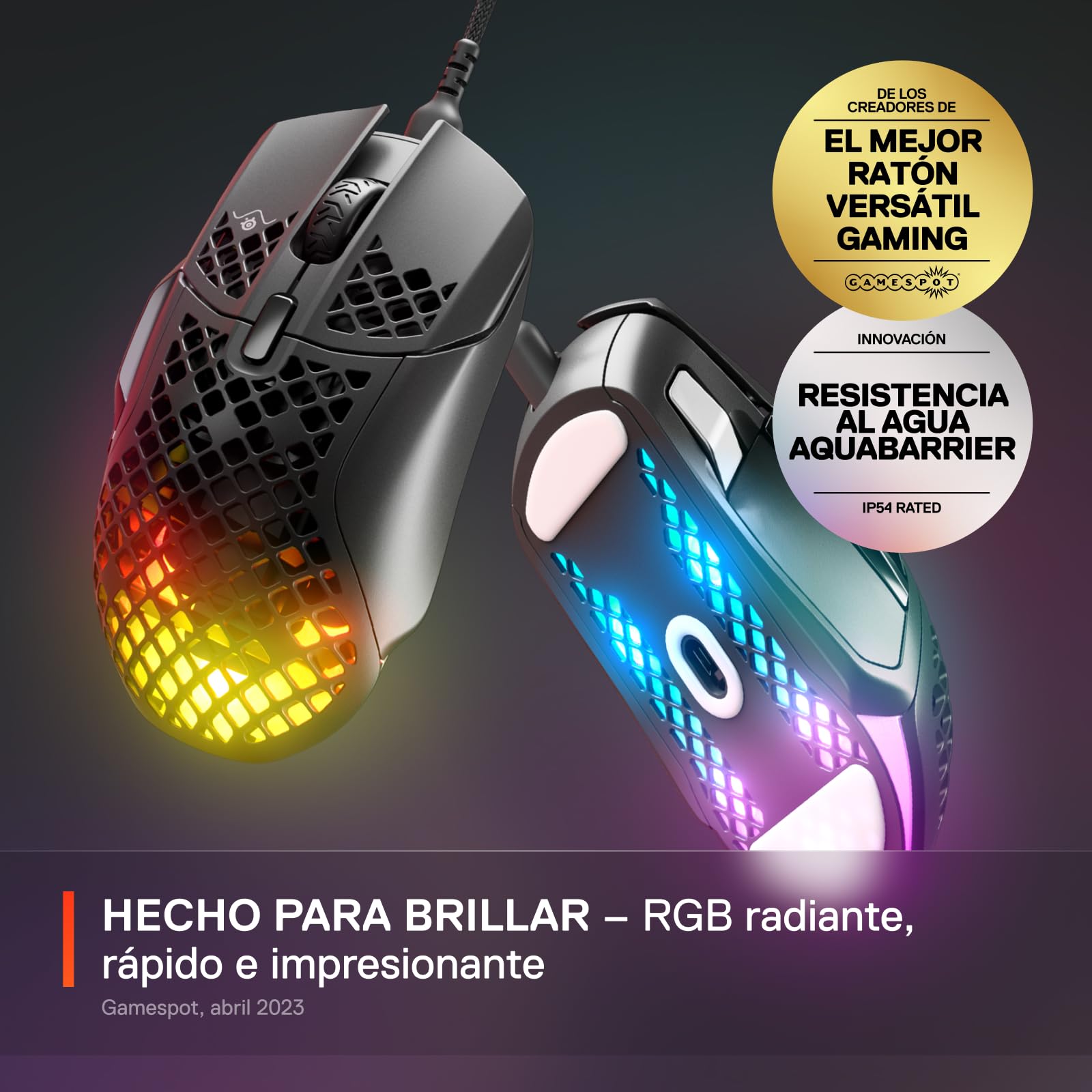 SteelSeries Aerox 5 - Mouse para jogos Holey RGB - Design